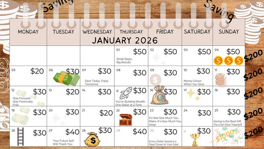 2026 Savings Challenge Calendar | 1,000 Goal | 30-Day Savings Plan | Printable Financial Tracker