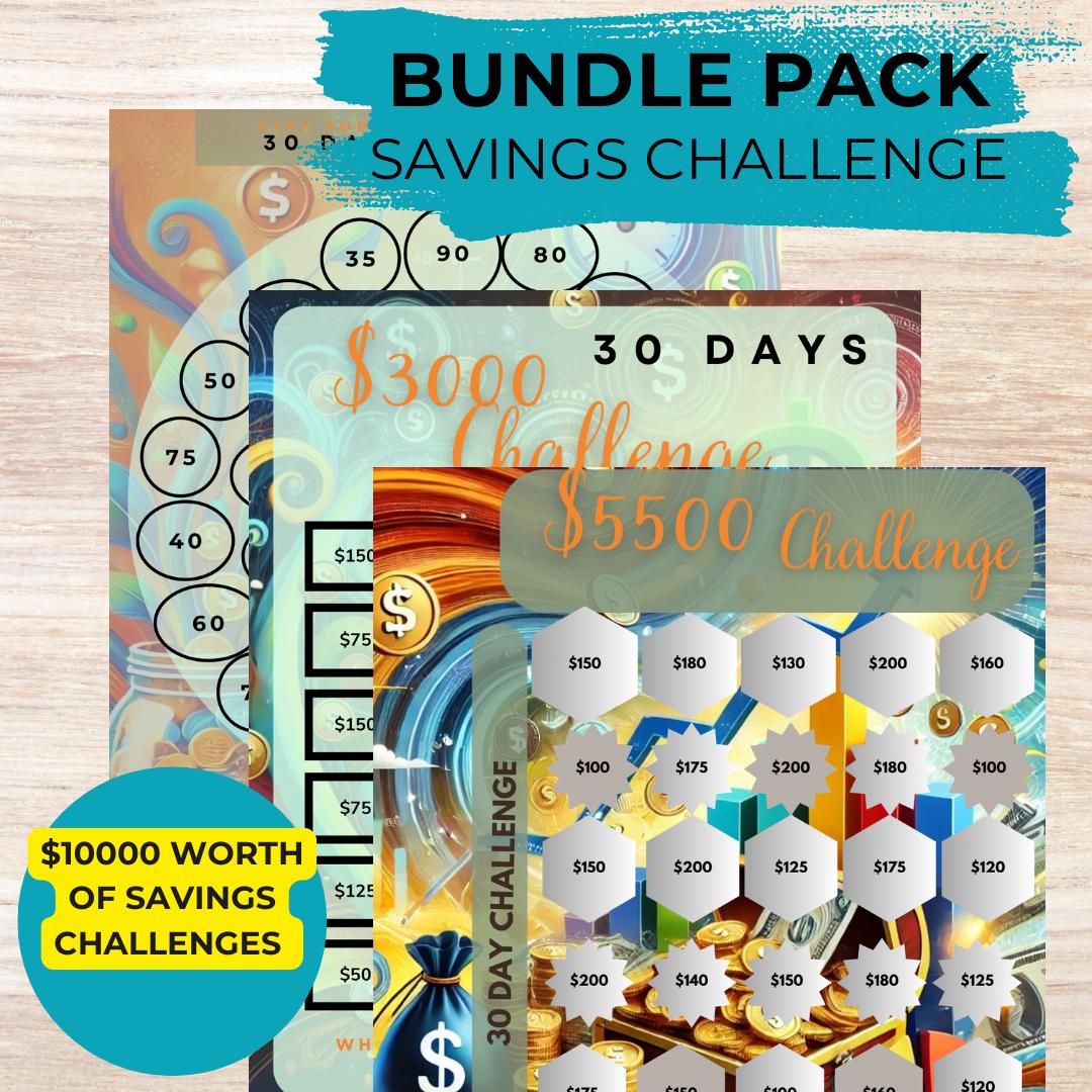 90-Day Savings Challenge Bundle | Save 10,000 in 3 Months | Printable Savings Tracker"