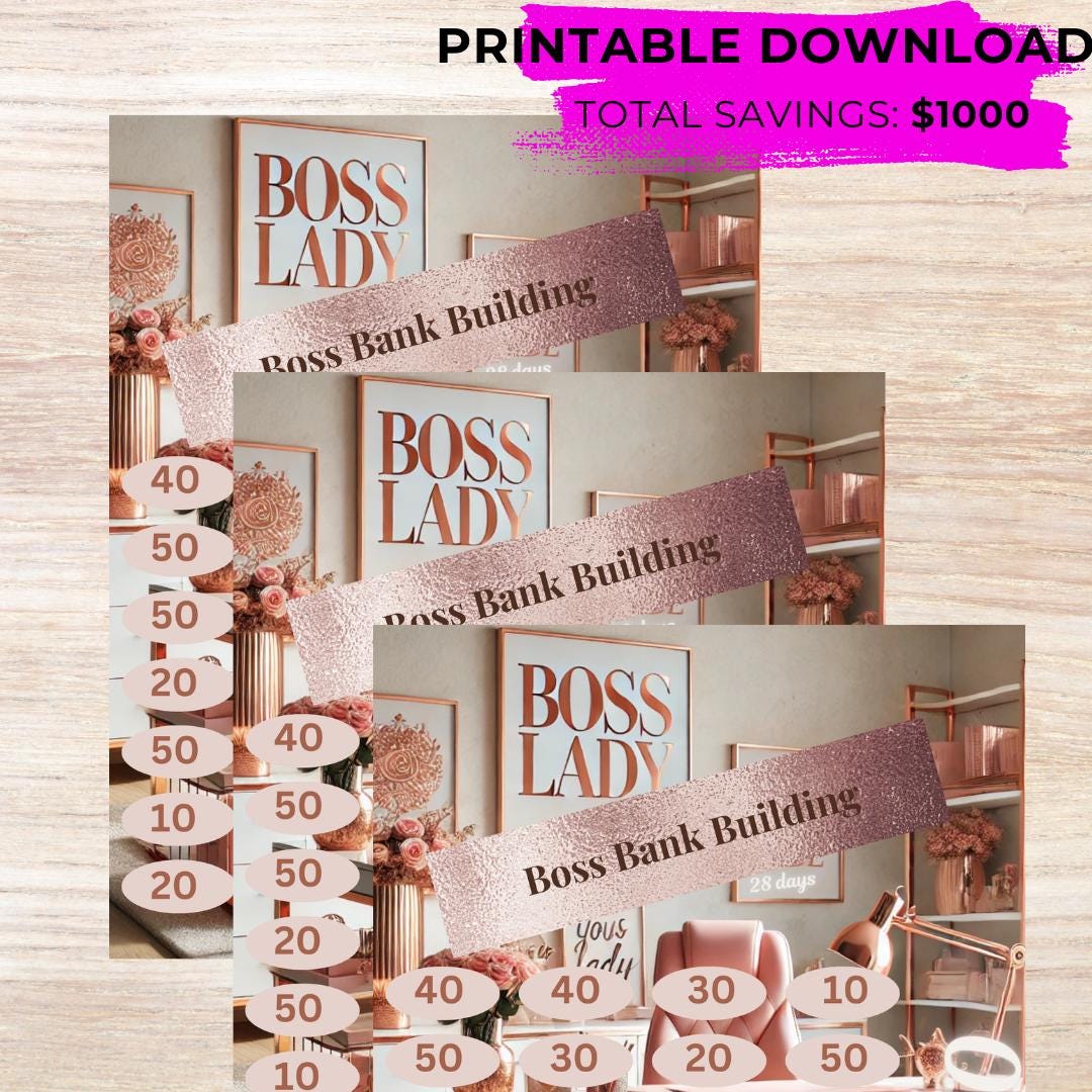 1000 Boss Mode Bank Boost | Savings Challenge PDF | Digital Download