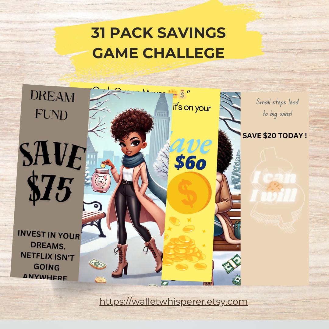 31-Pack Savings Challenge Cards: Fun & Easy Money-Saving Game for Budgeting, Financial Goals, and Building Wealth with Creative Challenges