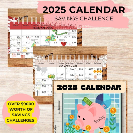 2025 Monthly Savings Challenge Calendar | Digital Download | 12-Month Budget Planner